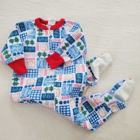 Vintage Other - Vintage Bear Winter Footed PJs 2t